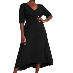 Scoop Midi Dress Womans Plus Size XXL Black Whimsigoth Career Drape